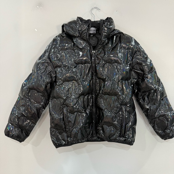 Love Moschino Puffer Coat Black Shiny Heart Logo - Picture 5 of 11